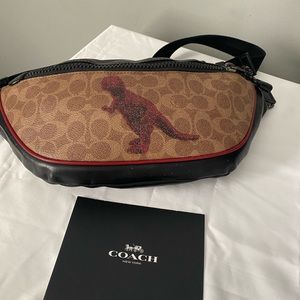 Coach Rivington Belt Bag In Signature Canvas With Rexy By Sui Jianguo